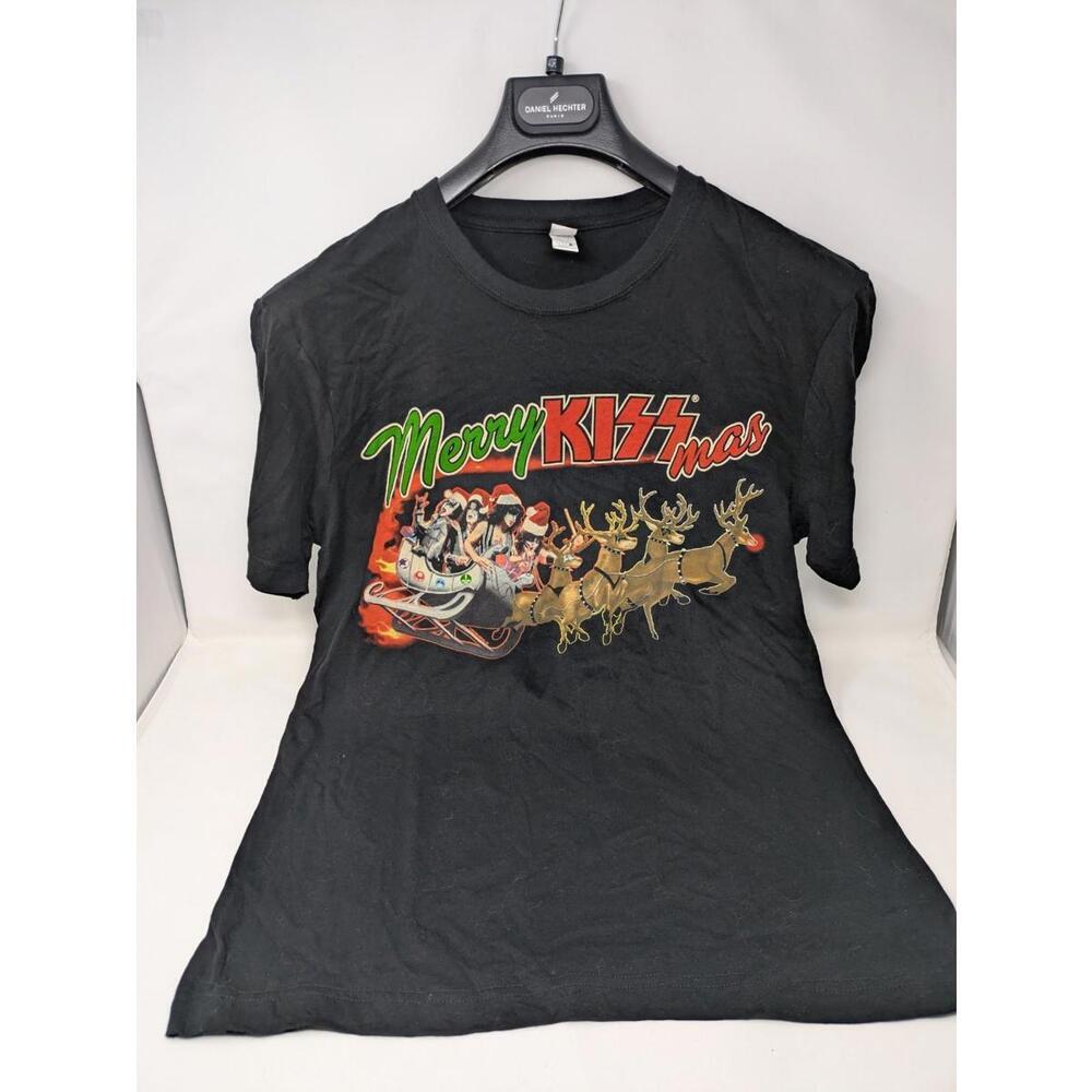 Merry Kissmas Kiss Band T-Shirt Funny Mens Size Med Christmas Shirt